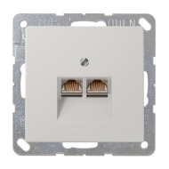 Розетка телефонная двойная 2xRJ11 Jung LSplus Светло-серый (в сборе) 