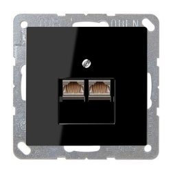 Розетка компьютерная двойная 2xRJ45 UTP 6 категории Jung LS990 Черный матовый (в сборе) 