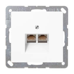 Розетка компьютерная двойная 2xRJ45 UTP 6 категории Jung LS990 Белоснежный матовый (в сборе) 