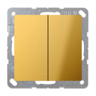 Выключатель двухклавишный Jung LS990 Золото (в сборе) 