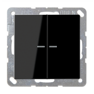 Выключатель двухклавишный с подсветкой Jung FDdesign Черный (в сборе) 