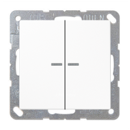 Выключатель двухклавишный с подсветкой Jung FDdesign Белый (в сборе) 