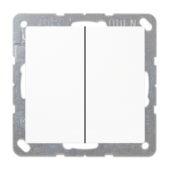 Выключатель двухклавишный Jung LS990 Белоснежный матовый (в сборе) 