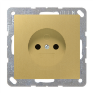 Розетка с заземлением, самозажимные клеммы Jung LSplus Латунь Classic (в сборе) 