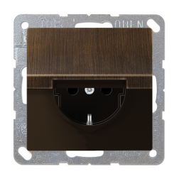 Розетка IP44 с заземлением и с крышкой Jung FDdesign Латунь Antik (в сборе) 