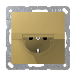 Розетка IP44 с заземлением и с крышкой Jung FDdesign Латунь Classic (в сборе) 
