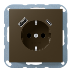 Розетка силовая с USB зарядкой Jung FDdesign Латунь Antik (в сборе) 