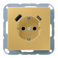 Розетка силовая с USB зарядкой Jung LS990 Латунь Classic (в сборе) 