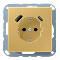 Розетка силовая с USB зарядкой Jung FDdesign Латунь Classic (в сборе) 