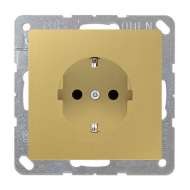 Розетка с заземлением, винтовые клеммы Jung LS990 Латунь Classic (в сборе) 