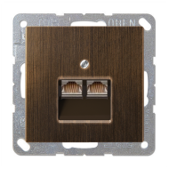 Розетка телефонная двойная 2xRJ11 Jung LSdesign Латунь Antik (в сборе) 
