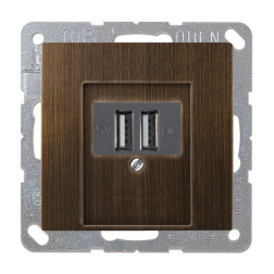Розетка USB для зарядки устройств Jung LSplus Латунь Antik (в сборе) 
