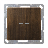 Выключатель двухклавишный с подсветкой Jung FDdesign Латунь Antik (в сборе) 