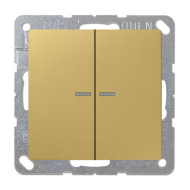 Выключатель двухклавишный с подсветкой Jung FDdesign Латунь Classic (в сборе) 