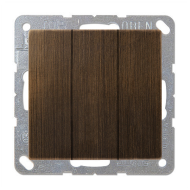 Выключатель трехклавишный Jung LS990 Латунь Antik (в сборе) 