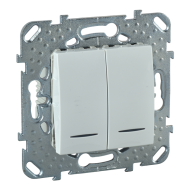 Выключатель двухклавишный с подсветкой Schneider Electric Unica Quadro Белый (в сборе) 