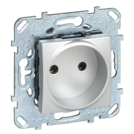 Розетка без заземления Schneider Electric Unica Quadro Алюминий (в сборе) 