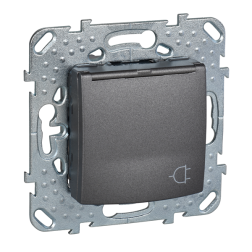 Розетка с заземлением и с крышкой Schneider Electric Unica Top Графит (в сборе) 