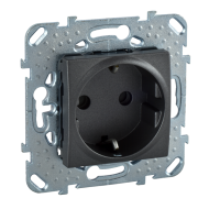 Розетка с заземлением и со шторками, винтовые клеммы Schneider Electric Unica Top Графит (в сборе) 