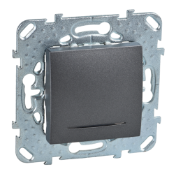 Переключатель одноклавишный (проходной) с подсветкой Schneider Electric Unica Top Графит (в сборе) 