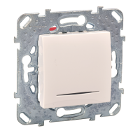 Выключатель одноклавишный с подсветкой Schneider Electric Unica Quadro Слоновая кость (в сборе) (бежевый) 