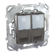 Розетка компьютерная двойная 2xRJ45 UTP 5e категории Schneider Electric Unica Top Графит (в сборе) 