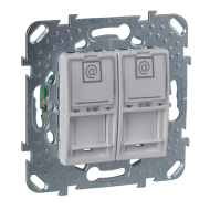Розетка компьютерная двойная 2xRJ45 UTP 5e категории Schneider Electric Unica Quadro Белый (в сборе) 