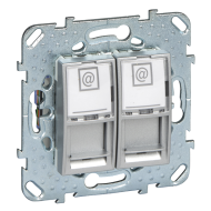 Розетка компьютерная двойная 2xRJ45 UTP 5e категории Schneider Electric Unica Quadro Алюминий (в сборе) 