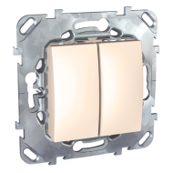 Выключатель двухклавишный Schneider Electric Unica Quadro Слоновая кость (в сборе) (бежевый) 
