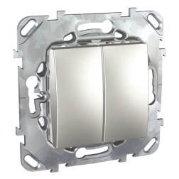 Переключатель двухклавишный (проходной) Schneider Electric Unica Class Алюминий (в сборе) 