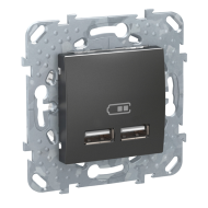 Розетка USB для зарядки устройств Schneider Electric Unica Top Графит (в сборе) 
