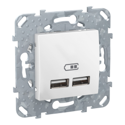 Розетка USB для зарядки устройств Schneider Electric Unica Хамелеон Белый (в сборе) 
