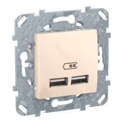 Розетка USB для зарядки устройств Schneider Electric Unica Хамелеон Слоновая кость (в сборе) (бежевый) 