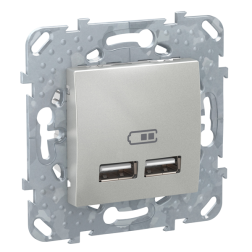 Розетка USB для зарядки устройств Schneider Electric Unica Top Алюминий (в сборе) 