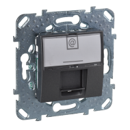 Розетка компьютерная 1xRJ45 UTP 6 категории Schneider Electric Unica Top Графит (в сборе) 