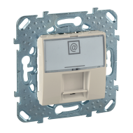 Розетка компьютерная 1xRJ45 UTP 6 категории Schneider Electric Unica Quadro Слоновая кость (в сборе) (бежевый) 