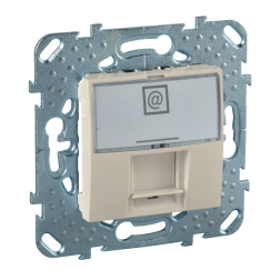 Розетка компьютерная 1xRJ45 UTP 6 категории Schneider Electric Unica Слоновая кость (в сборе) (бежевый) 