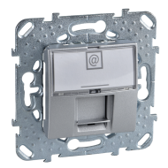 Розетка компьютерная 1xRJ45 UTP 6 категории Schneider Electric Unica Quadro Алюминий (в сборе) 