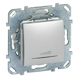 Светорегулятор кнопочный 400 Вт Schneider Electric Unica Quadro Алюминий (в сборе) 
