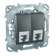 Розетка телефонная двойная 2xRJ11 Schneider Electric Unica Top Графит (в сборе) 