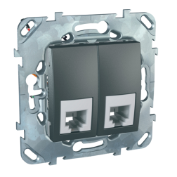 Розетка телефонная двойная 2xRJ11 Schneider Electric Unica Class Графит (в сборе) 