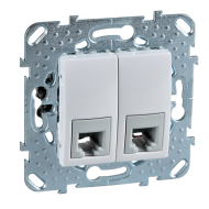 Розетка телефонная двойная 2xRJ11 Schneider Electric Unica Белый (в сборе) 