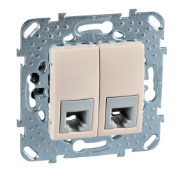Розетка телефонная двойная 2xRJ11 Schneider Electric Unica Слоновая кость (в сборе) (бежевый) 