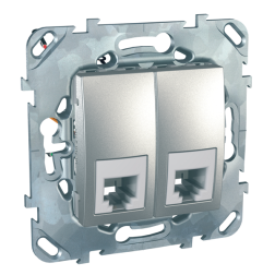 Розетка телефонная двойная 2xRJ11 Schneider Electric Unica Class Алюминий (в сборе) 