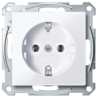 Розетка с заземлением, самозажимные клеммы Merten M-Plan Полярно - белый (в сборе) 