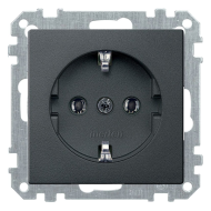 Розетка с заземлением, самозажимные клеммы Merten M-Plan Антрацит (в сборе) 