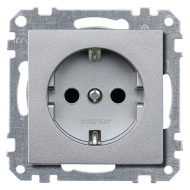 Розетка с заземлением, самозажимные клеммы Merten M-Plan Алюминий (в сборе) 