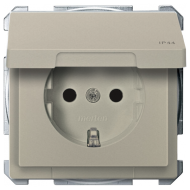 Розетка с заземлением и с крышкой Merten D-Life Сахара (в сборе) 