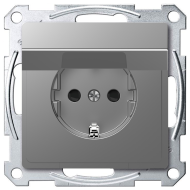 Розетка с заземлением и с крышкой Merten D-Life Нержавеющая сталь (в сборе) 