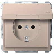 Розетка с заземлением и с крышкой Merten D-Life Шампань (в сборе) 